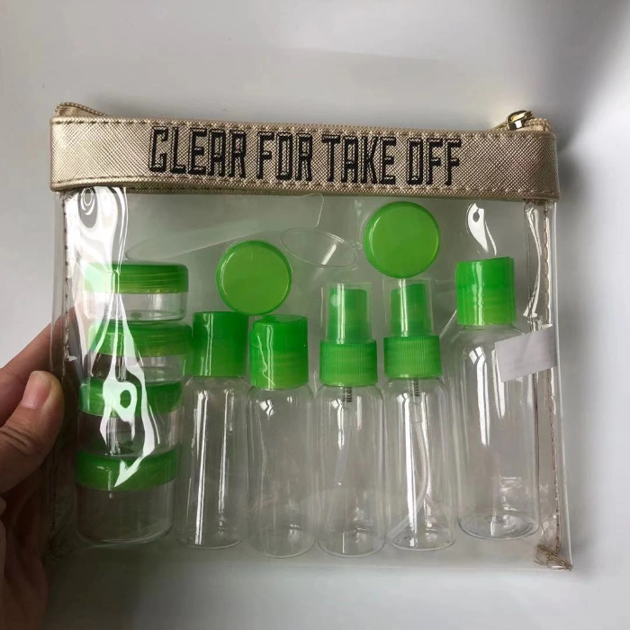 Pet Cosmetic Plastic Bottles Travel Packing Sets with PVC Bag