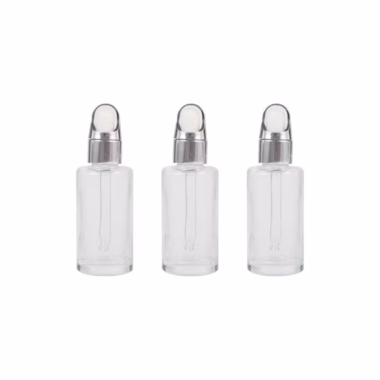 Cosmetic Packaging Round Glass Bottle Aluminium Caps Dropper for Rose Essential Oil Bottle
