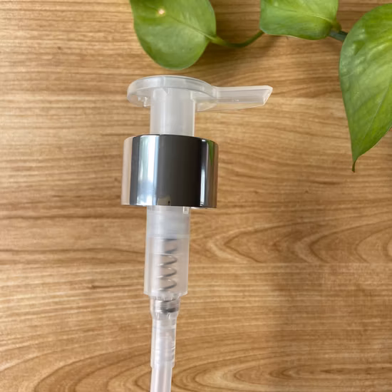 Wholesale Left Right Lock Silver Metal Aluminum Collar Dispensing Lotion Cream Pump